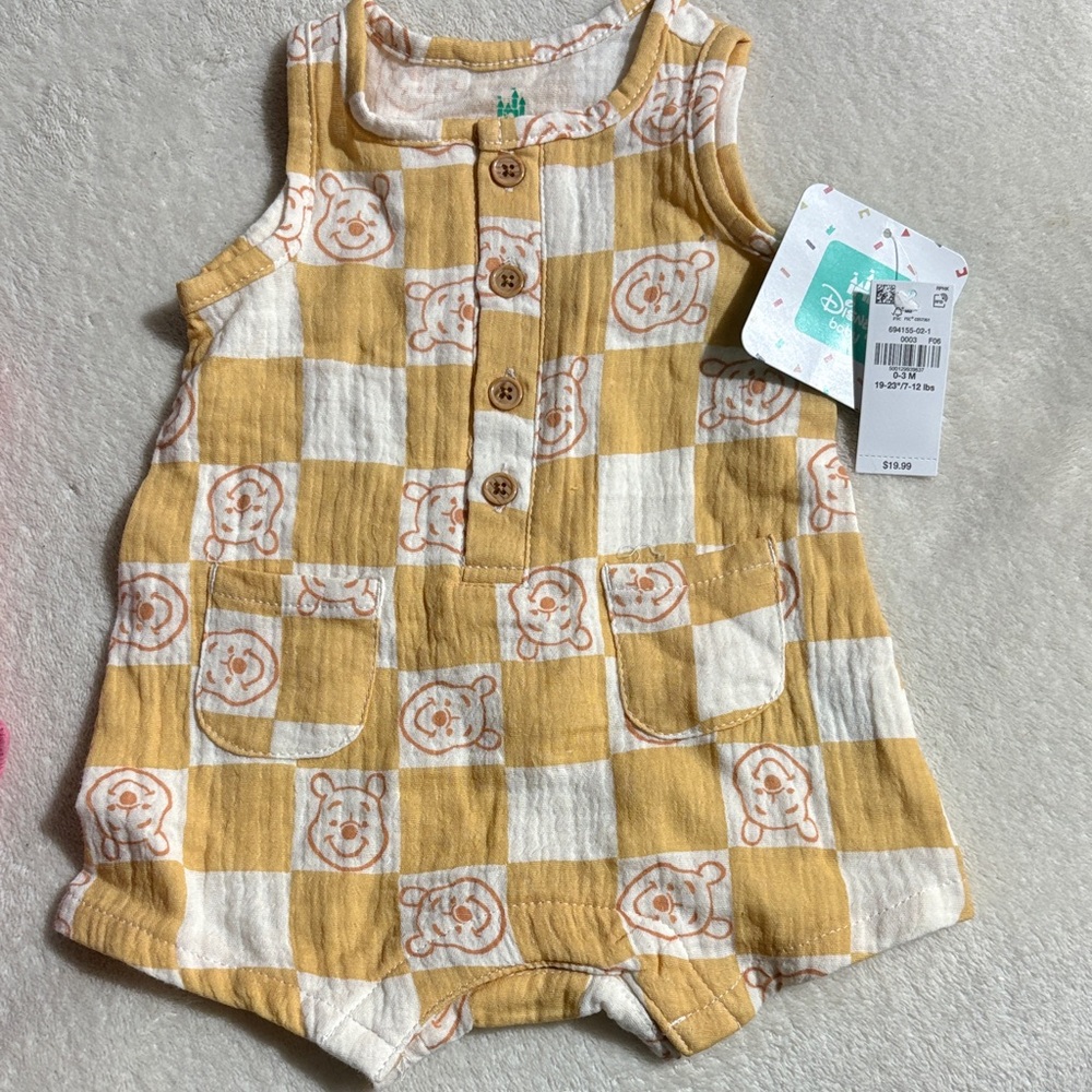 Disney Baby Yellow and White Romper